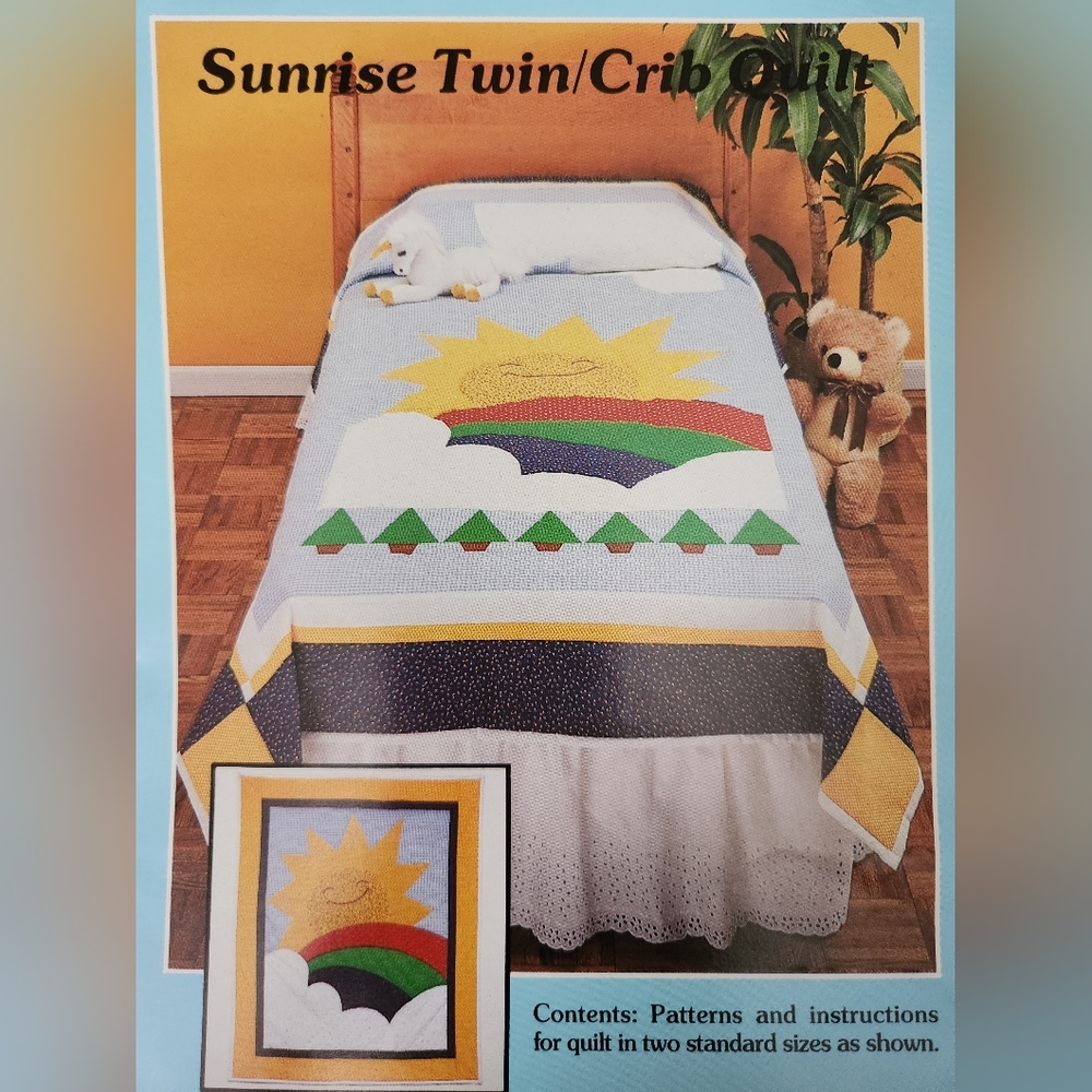 Vintage 1970s farm field/ rainbow quilt pattern